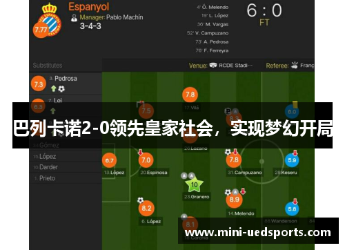 巴列卡诺2-0领先皇家社会，实现梦幻开局